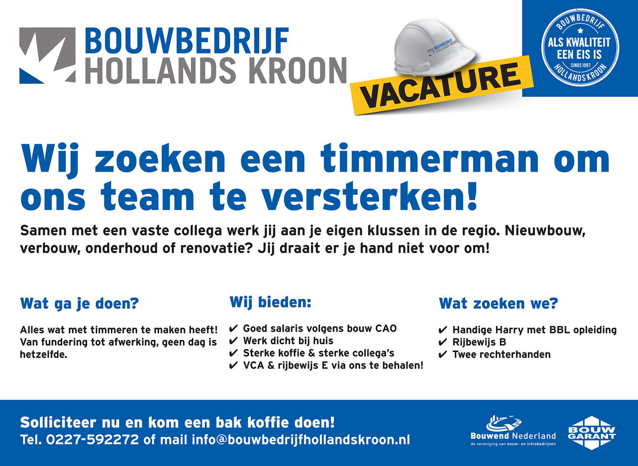 Wij zoeken een timmerman om ons team te versterken!